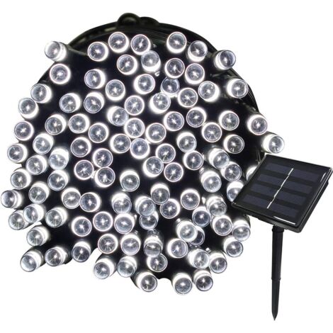 Guirlande lumineuse solaire féérique de 22 m, 200 LED, 8 guirlandes lumineuses, idéale pour les fêtes. (1/5)