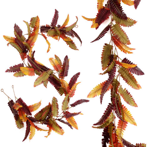 1 pièce Décoration de Noël et d'Halloween en rotin à feuilles de fougère tricolores pour l'extérieur (1/5)