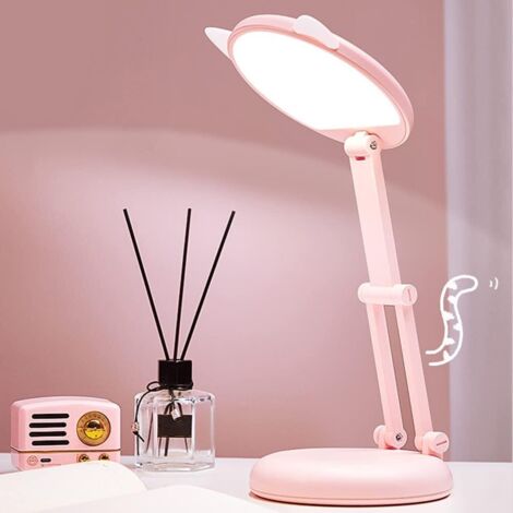 Lampe LED, lampe de bureau enfant, lampe de chevet rose oreilles de chat pour fille, lampe de table L (1/5)