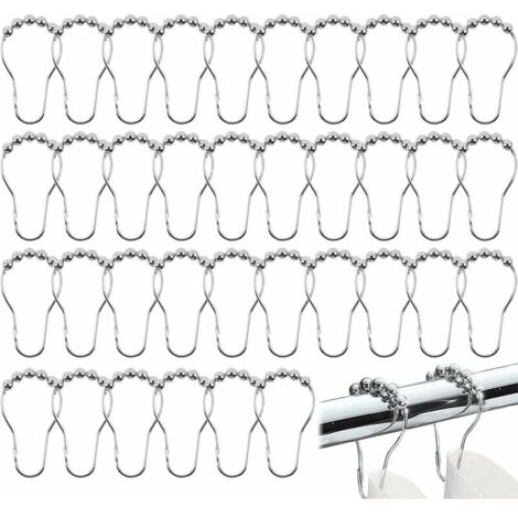 Lot de 24 anneaux de rideau de douche en acier inoxydable chromé poli (1/5)