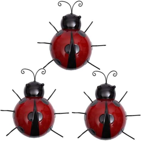 Lot de 3 coccinelles en fer, à suspendre pour décoration intérieure ou extérieure. (1/5)