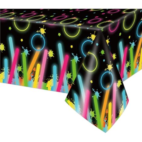 Nappe pour fête d'anniversaire, 220×130cm, motif confettis et gâteaux, en plastique (1/5)