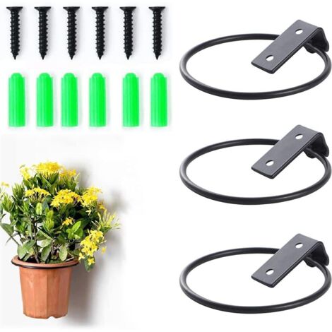 Lot de 3 anneaux métalliques pour pots de fleurs, support pliable. (1/5)