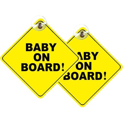 Lot de 2 panneaux d'avertissement amovibles « Bébé à bord » avec ventouse (1/5)