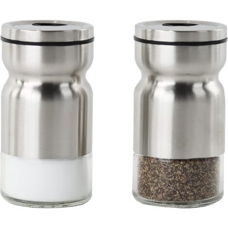 Salière et poivrière en verre et métal - Lot de 2 (1/5)