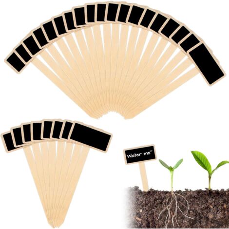 40 étiquettes en bois en forme de T, style tableau noir, pour pots de fleurs (1/5)