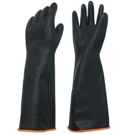 Gants en caoutchouc imperméables de 45 cm, gants de protection chimique, gants longs