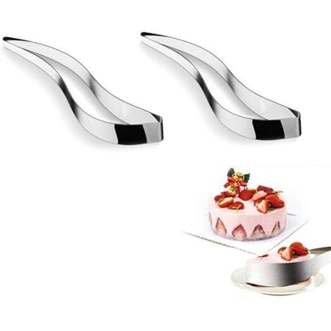 Ensemble de 2 pièces pour servir le gâteau, coupe-gâteau, coupe-gâteau en acier inoxydable, C (1/4)