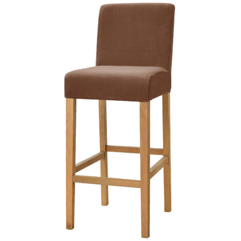 Ensemble marron foncé avec 1 housse extensible jacquard pour tabouret de bar de comptoir (1/5)