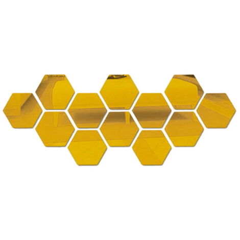 24 stickers muraux hexagonaux en verre acrylique, effet miroir. (1/5)