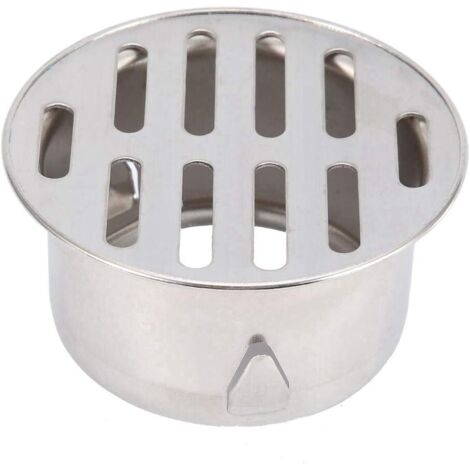 Siphon de sol, lavabo de balcon en acier inoxydable avec protection anti-obstruction, bonde ronde (1/5)