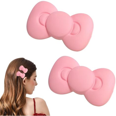 Barrettes à nœud rose pour filles – lot de 2 (1/5)