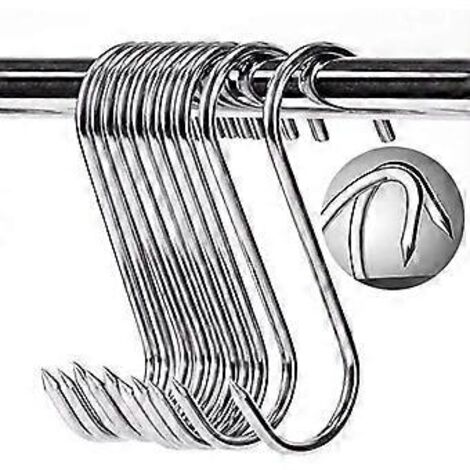 Crochets de boucher en acier inoxydable SZTXJ 10, crochets en S, 100 x 4 mm, pour barbecue, viande, saucisses, ustensiles de cuisine, antirouille, robustes et durables (1/5)