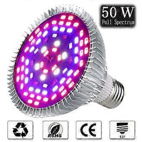 Lampe horticole LED 50 W à spectre complet, 78 LED, idéale pour la croissance des plantes en serre et en intérieur, notamment pour les fleurs.
