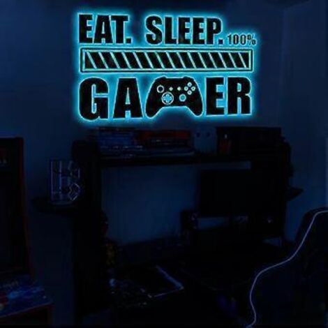 Stickers muraux phosphorescents pour gamers - bleus - stickers muraux en vinyle pour gamers, décoration murale manette de jeu (1/3)
