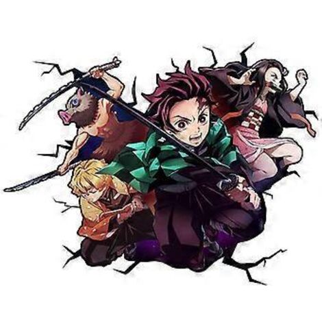 Sticker mural Demon Slayer pour chambre d'enfant, décoration murale autocollante.