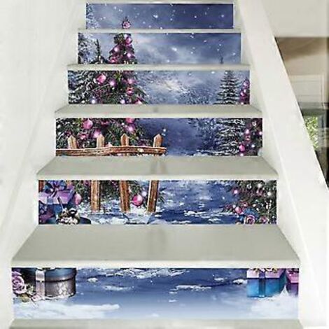 Autocollants d'escalier 3D SZTXJ - 100 cm x 18 cm - 23 - Contremarches d'escalier autocollantes en PVC, amovibles - Décoration pour fêtes et festivals - Décoration intérieure et extérieure (1/4)