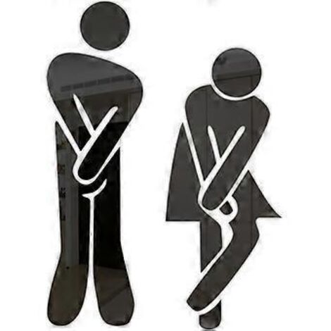 Lot de 4 autocollants noirs humoristiques pour toilettes, représentant des jambes croisées. (1/4)