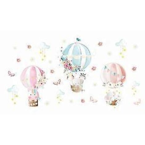 Ensemble de stickers muraux animaux, montgolfières, nuages, fleurs, éléphants pour la décoration murale de la chambre d'enfant (1/5)