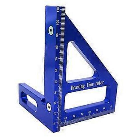 Équerre en alliage d'aluminium, angle 45/90°, règle en T 3D, outil de mesure pour le travail du bois, bleu (1/5)