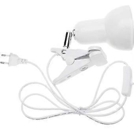 Support de lampe de table à pince, lampe de bureau rotative à 360 degrés, douille E27, base de lampe avec interrupteur, fil, motif tortue et aquarium (blanc)