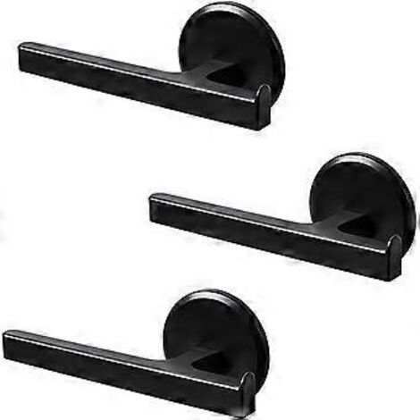 Porte-serviettes de bain avec ventouses, support pour papier toilette, ensemble de 3 pièces en plastique noir, pour salle de bain et cuisine, sans perçage (1/5)