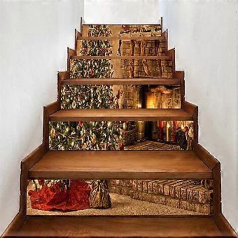 Autocollants d'escalier 3D SZTXJ - 100 cm x 18 cm - 11 - Contremarches d'escalier autocollantes en PVC, amovibles - Décoration pour fêtes et événements - Papier peint - Décoration intérieure et extéri (1/4)