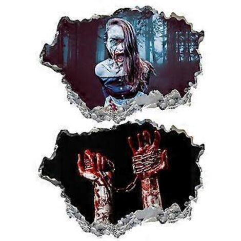 Stickers muraux et de sol 3D SZTXJ pour Halloween, Stickers muraux Halloween Femme emprisonnée, Décorations murales d'Halloween amovibles, Décorations effrayantes pour chambre à coucher, (1/5)