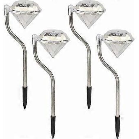 Lot de 4 lampes solaires pour jardin extérieur, lampes solaires de jardin en forme de diamant (1/5)