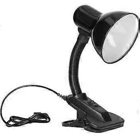 Lampe de lecture de lit 5W avec pince et interrupteur, acier et plastique flexible (noir) (1/5)