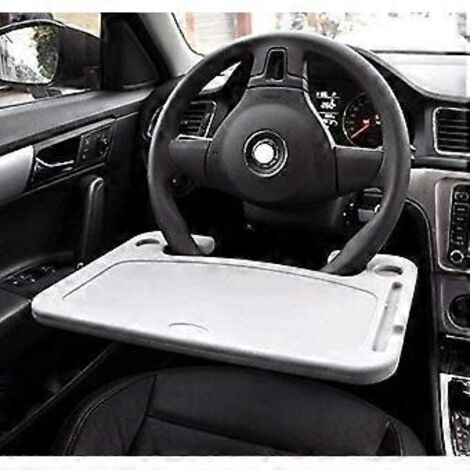 Bureau pour voiture avec volant pour manger ou ordinateur portable (Gris, 16,62 x 11,1 (2 en 1)) (1/5)