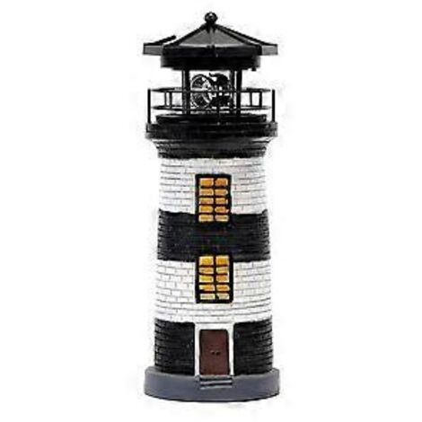 Phare solaire et rotatif en résine pour jardin (noir et blanc) (1/5)