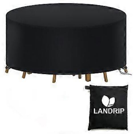 Housse ronde pour table de jardin, housse ronde pour mobilier de jardin, housse de table imperméable, anti-poussière et anti-UV pour ensembles de meubles de jardin - 215 x 70 cm (1/5)