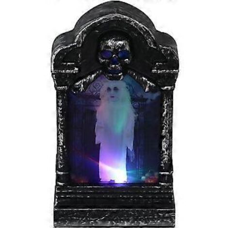 SZTXJ Lot de 2 lampes LED d'Halloween en forme de bougie, lampe d'horreur avec squelette et pierre tombale, veilleuse décorative et créative pour fêtes, maison, bureau (Fem (1/5)