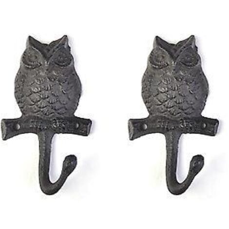 Crochets suspendus - Crochet porte-serviettes - Crochet mural - Patère - Crochet pour vêtements - Crochets - Patère porte-manteau - Forme hibou - Noir - Métal - 12 x 7 x 3 cm (1/5)