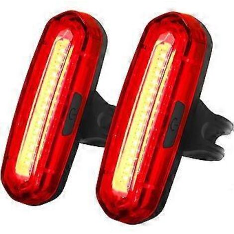 Lot de 2 feux arrière de vélo 100 lumens, puissant éclairage LED rouge/bleu à 6 modes (1/4)