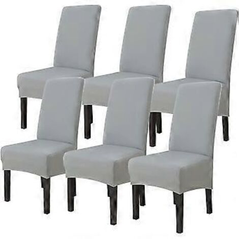 Lot de 6 housses de chaise universelles extensibles en microfibre lavables, idéales pour les mariages et les hôtels. (1/5)