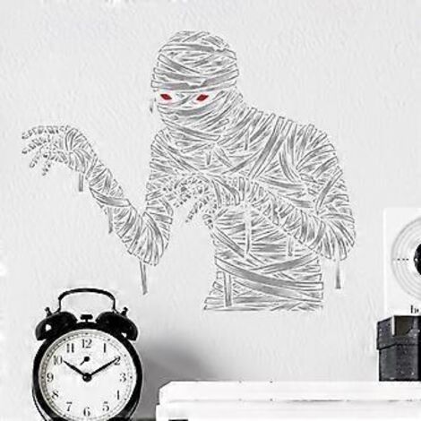 Stickers muraux 3D Halloween SZTXJ, stickers muraux momie d'Halloween, décorations murales d'Halloween amovibles et effrayantes pour chambre, stickers pour fenêtre d'Halloween (1/5)