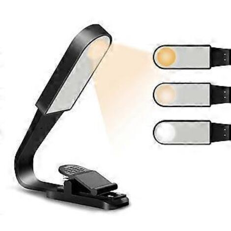 Lampe de lecture rechargeable USB avec capteur tactile, lampe de lecture avec 3 modes de luminosité réglables pour protéger les yeux, lampe de lecture à pince flexible (1/5)
