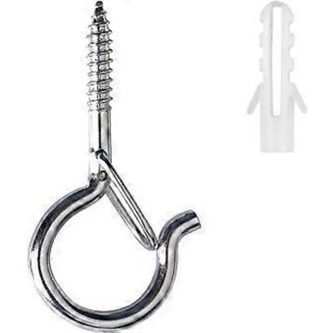 Lot de 22 crochets à vis Q-Hanger pour fixation murale ou au plafond avec boucle de sécurité, idéal pour le Nouvel An, la maison, le garage ou les fêtes (argenté). (1/5)