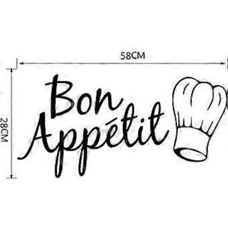 Stickers muraux en vinyle autocollant Bon Appétit pour la décoration de la cuisine, de la salle à manger et de la maison - Décoration murale élégante et facile à appliquer (1/5)