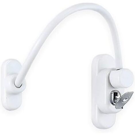 Limiteur d'ouverture de fenêtre blanc verrouillable avec clé, câble de 20 cm limitant l'ouverture des fenêtres à 100 mm pour prévenir les blessures ou les cambriolages, serrure durable pour plus de sé