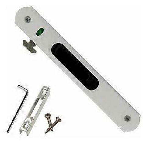 Serrure de porte - Entraxe 168 mm - Quincaillerie de porte - Serrure pour porte coulissante - Verrous de fenêtre - Discrète - Sans clé - Blanche - Acier inoxydable et alliage de zinc - I