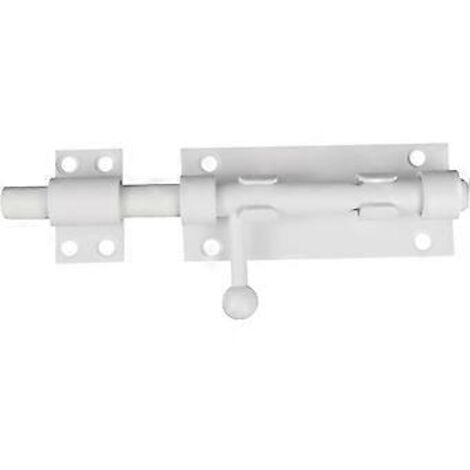 Verrou coulissant - Pêne coulissant - Verrou de portail - Serrure de porte - Loquet - Verrou de porte - Verrou à plaque - 12,7 cm (5 pouces) - Acier inoxydable - Blanc (1/5)