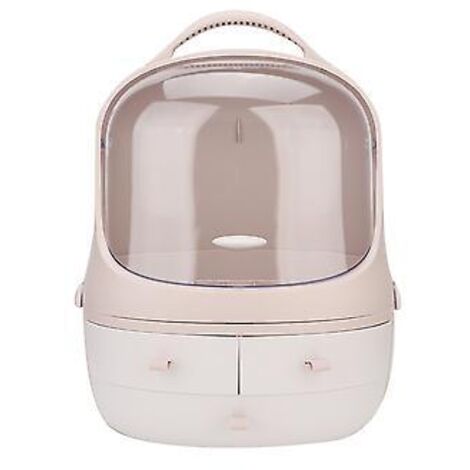Boîte de rangement rose anti-poussière pour maquillage de bureau (1/5)