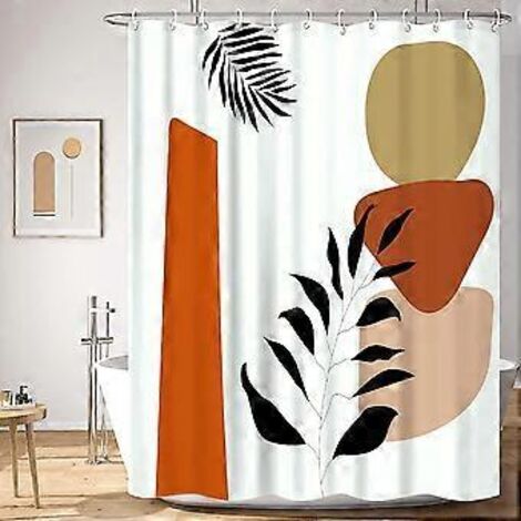 Rideau de douche imprimé d'art moderne 180 x 180 cm, en polyester, résistant à la moisissure, imperméable et lavable, avec 12 crochets pour la salle de bain. (1/5)