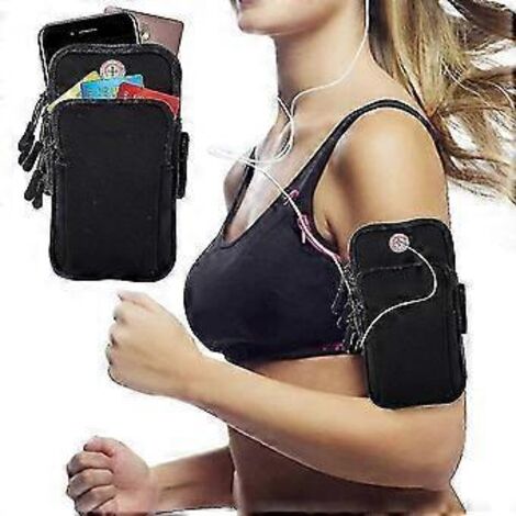 Brassard de course universel, brassard de sport avec support pour téléphone portable (noir) (1/5)