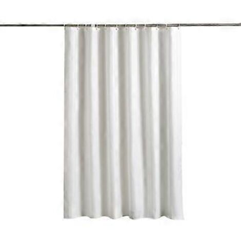 Rideau de douche en tissu uni, résistant aux moisissures et hydrofuge, blanc, 150 x 200 cm (1/5)
