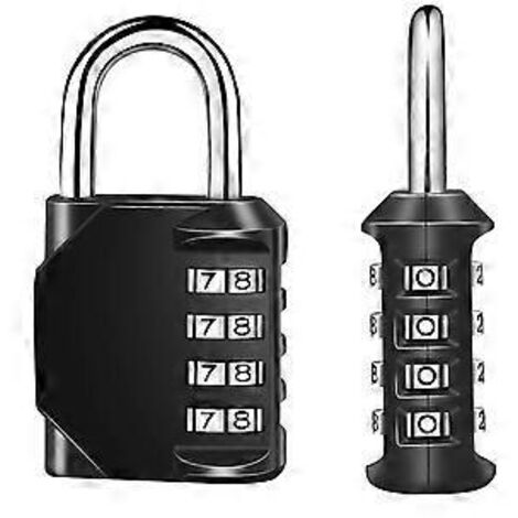 Lot de 2 cadenas à code pour casier, cadenas à combinaison à 4 chiffres (noir) (1/5)