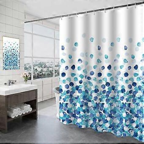 Tissu en microfibre résistant avec traitement imperméable Scotchgard 3M, décoration moderne pour salle de bain, format standard 39 x 79 cm, bleu (1/3)